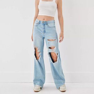 NWT: AE Ripped Super High-Waisted Baggy Wide-Leg Jean (Sz 12 Short)